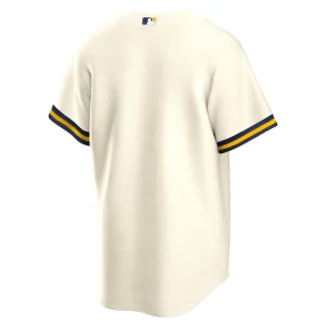 Milwaukee brewers nike home blank replica jersey Cream L