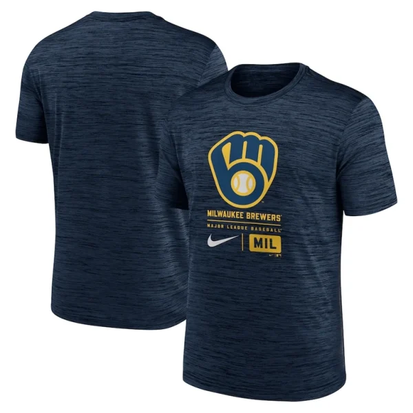 Milwaukee brewers nike large logo velocity t shirt Navy
