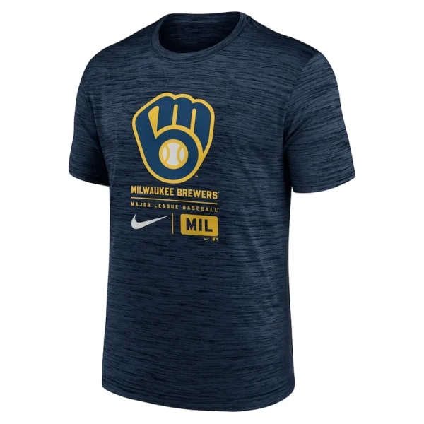 Milwaukee brewers nike large logo velocity t shirt Navy M