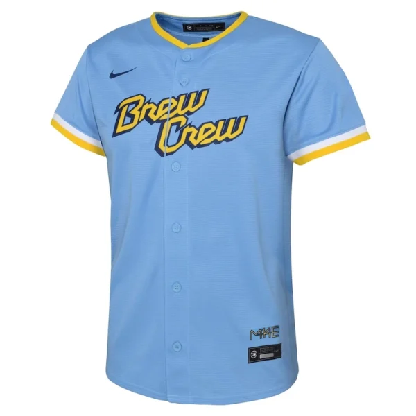 Milwaukee brewers nike preschool city connect replica team jersey Powder blue 56