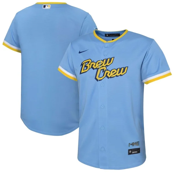 Milwaukee brewers nike preschool city connect replica team jersey Powder blue