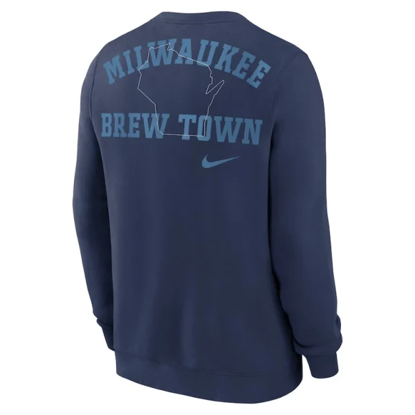 Milwaukee brewers nike unisex statement ball game pullover sweatshirt Navy L