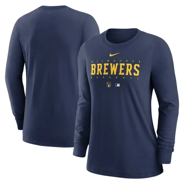 Milwaukee brewers nike womens authentic collection legend performance long sleeve t shirt Navy