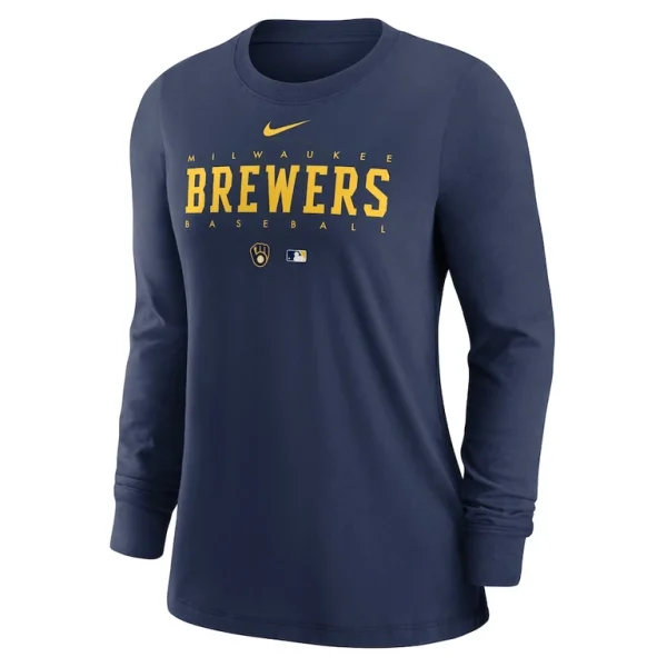 Milwaukee brewers nike womens authentic collection legend performance long sleeve t shirt Navy S
