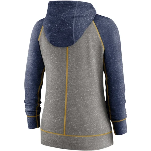 Milwaukee brewers nike womens split wordmark gym vintage raglan lightweight full zip hoodie Heather charcoalheather navy M