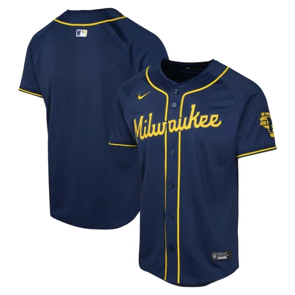 Milwaukee brewers nike youth alternate limited jersey Navy