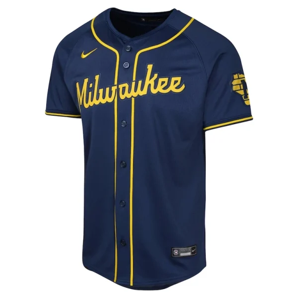 Milwaukee brewers nike youth alternate limited jersey Navy Yth M