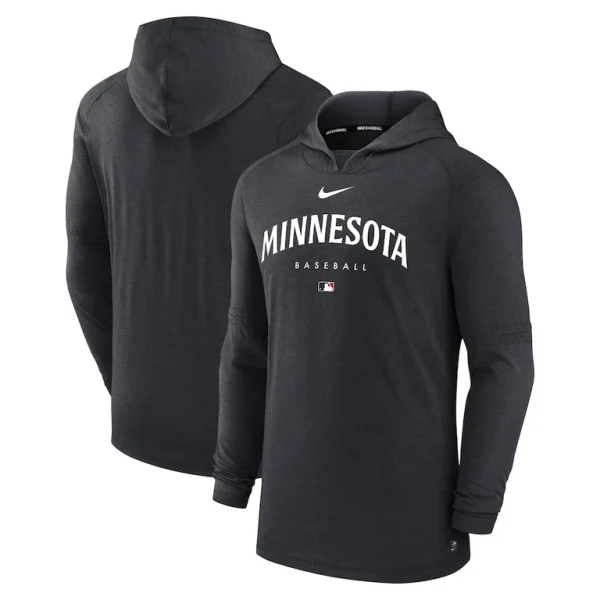 Minnesota twins nike authentic collection early work tri blend performance pullover hoodie Heather navy