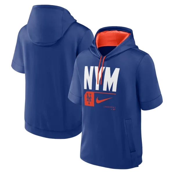 New york mets nike tri code lockup short sleeve pullover hoodie Royal