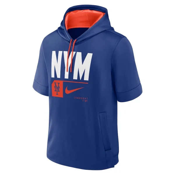 New york mets nike tri code lockup short sleeve pullover hoodie Royal M