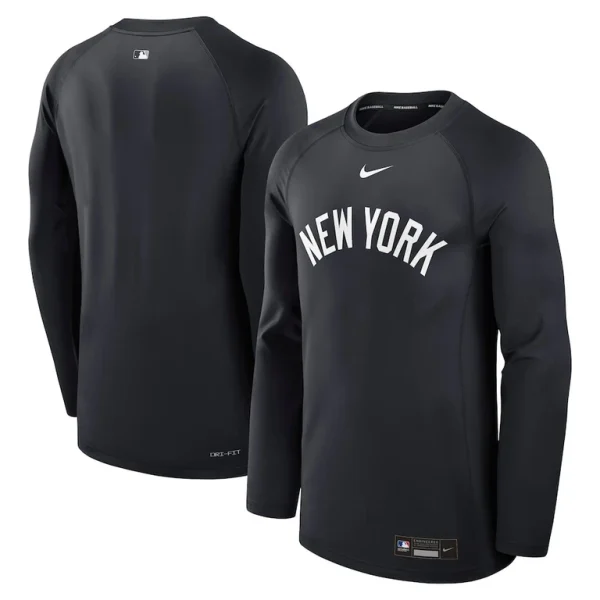 New york yankees nike authentic collection game time raglan performance long sleeve t shirt Navy