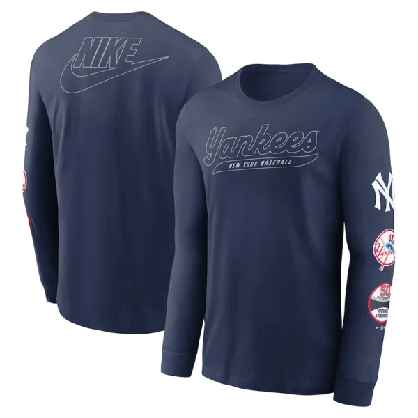 New york yankees nike cooperstown collection knockout long sleeve t shirt Navy