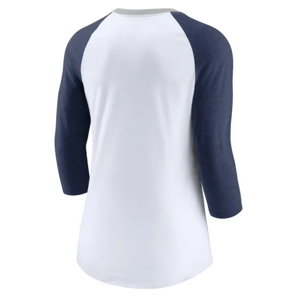 New york yankees nike womens color split tri blend 34 sleeve raglan t shirt Whiteheathered navy M