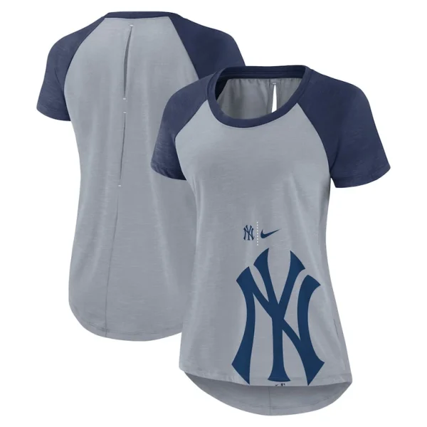 New york yankees nike womens summer breeze raglan fashion t shirt Heather gray