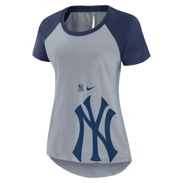 New york yankees nike womens summer breeze raglan fashion t shirt Heather gray S
