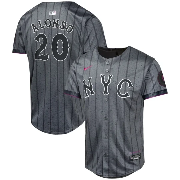 Pete alonso new york mets nike youth 2024 city connect limited player jersey Graphite