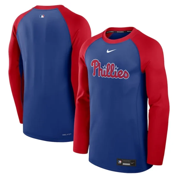 Philadelphia phillies nike authentic collection game time raglan performance long sleeve t shirt Royalred