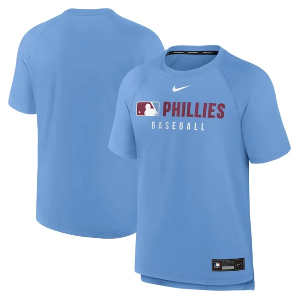 Philadelphia phillies nike authentic collection pregame raglan performance t shirt Light blue