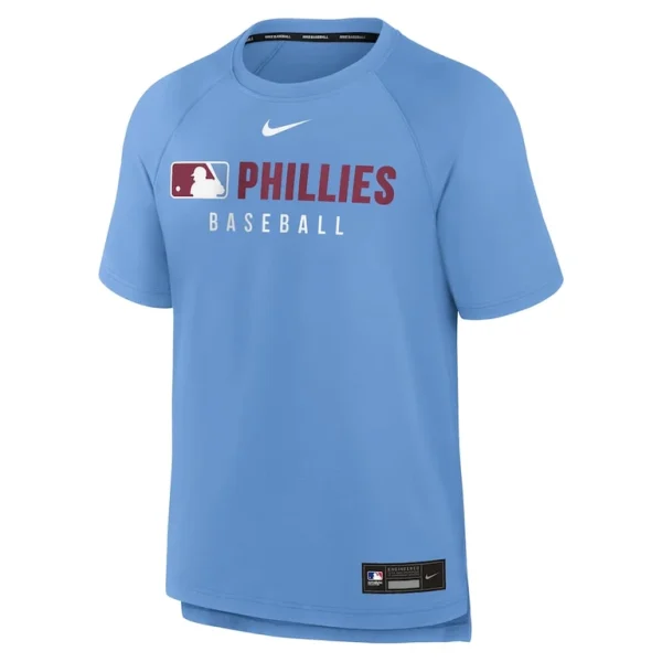 Philadelphia phillies nike authentic collection pregame raglan performance t shirt Light blue M