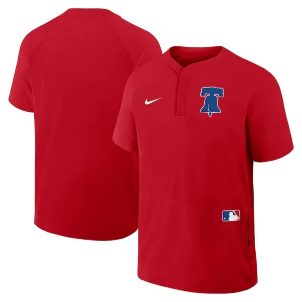 Philadelphia phillies nike authentic collection raglan short sleeve windshirt Red
