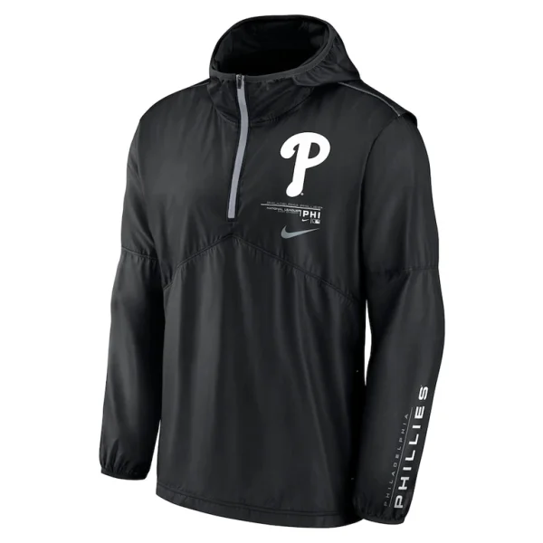 Philadelphia phillies nike authentic night game performance half zip windbreaker Black M