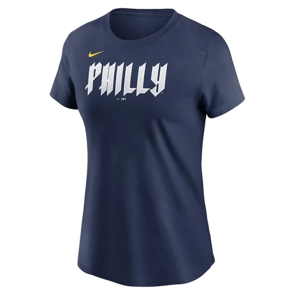 Philadelphia phillies nike womens 2024 city connect wordmark t shirt Navy S