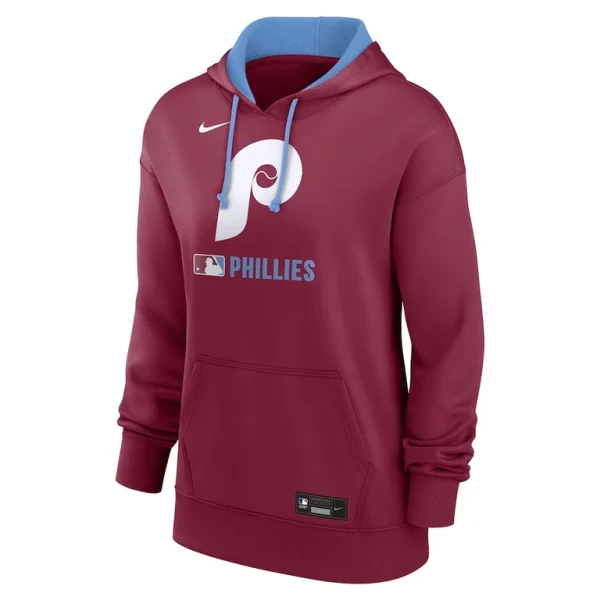 Philadelphia phillies nike womens authentic collection lockup alternate logo performance pullover hoodie Burgundy S