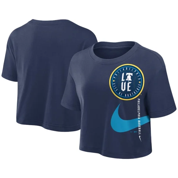 Philadelphia phillies nike womens city connect performance cropped t shirt Navy