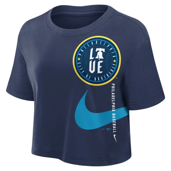 Philadelphia phillies nike womens city connect performance cropped t shirt Navy S