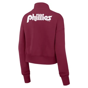 Philadelphia phillies nike womens cooperstown collection phoenix fleece half zip sweatshirt Burgundy M
