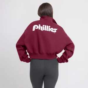 Philadelphia phillies nike womens cooperstown collection phoenix fleece half zip sweatshirt Burgundy XL