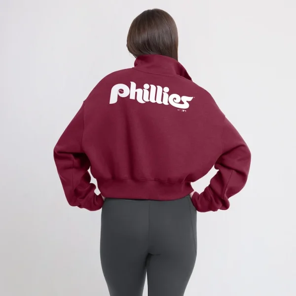 Philadelphia phillies nike womens cooperstown collection phoenix fleece half zip sweatshirt Burgundy XL