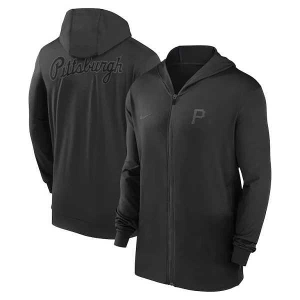 Pittsburgh pirates nike authentic collection travel performance lightweight full zip hoodie Black