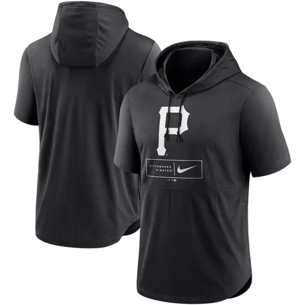 Pittsburgh pirates nike lockup performance short sleeve lightweight hooded top Black