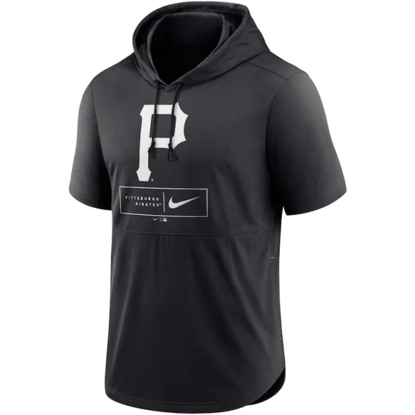 Pittsburgh pirates nike lockup performance short sleeve lightweight hooded top Black M