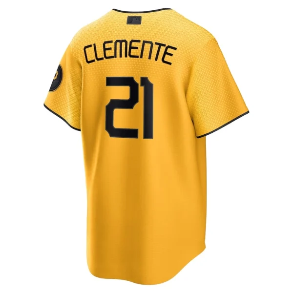 Roberto clemente pittsburgh pirates nike city connect replica player jersey Gold L