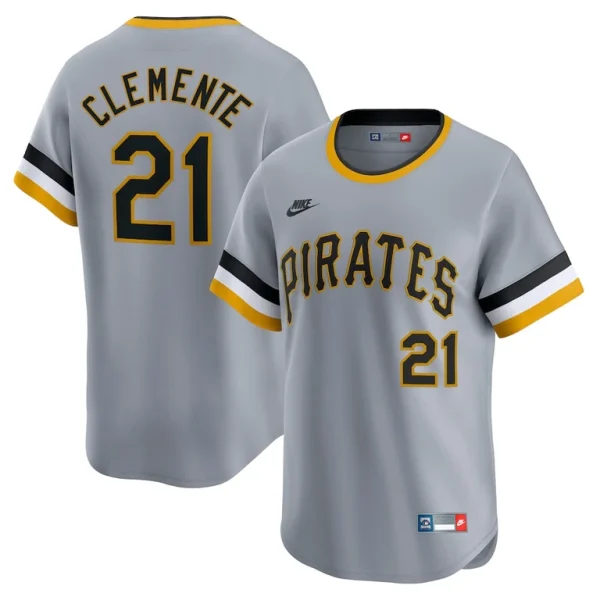 Roberto clemente pittsburgh pirates nike throwback cooperstown collection limited jersey Gray