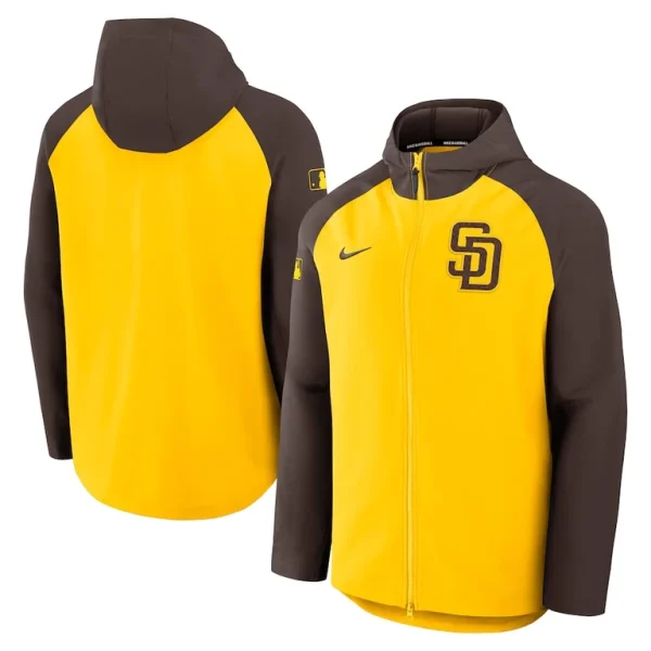San diego padres nike authentic collection raglan performance full zip jacket Goldbrown