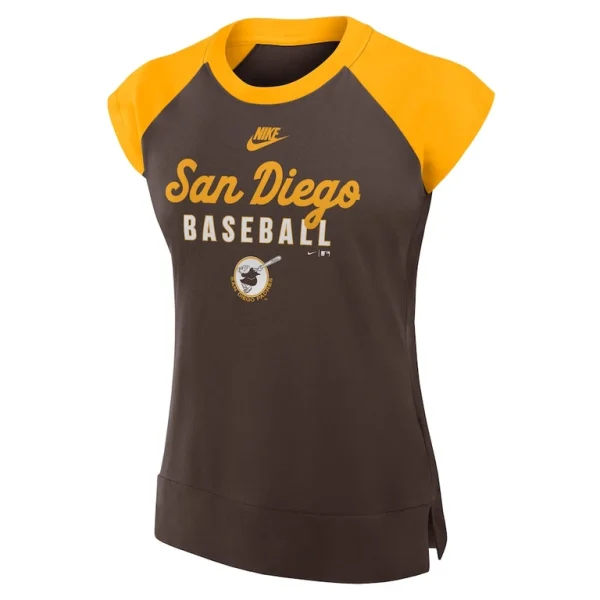 San diego padres nike womens cooperstown collection raglan performance t shirt Browngold S