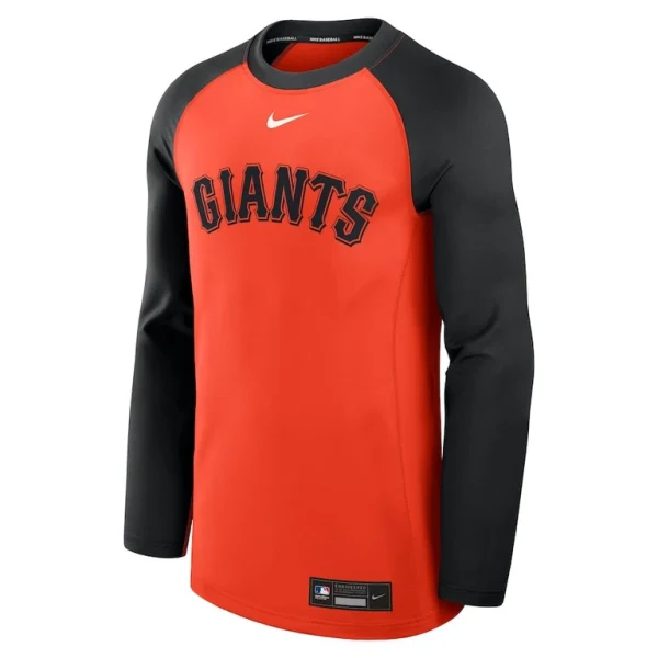 San francisco giants nike authentic collection game time raglan performance long sleeve t shirt Orangeblack M