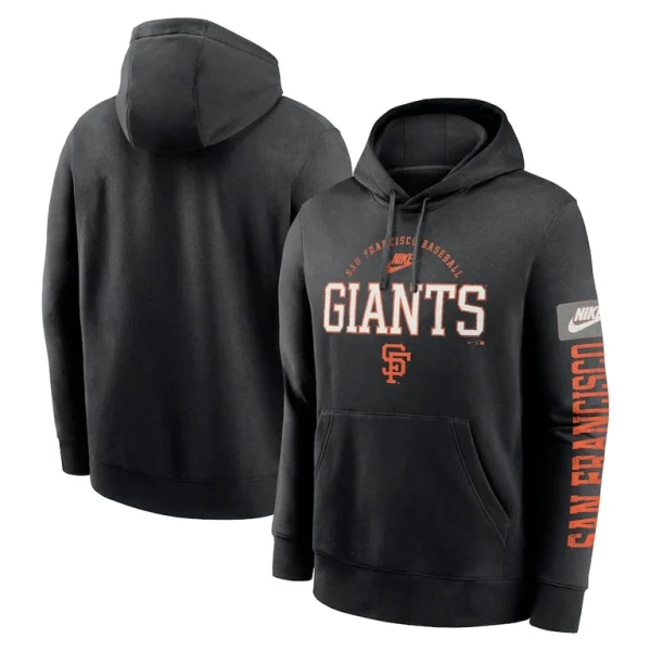 San francisco giants nike cooperstown collection splitter club fleece pullover hoodie Black