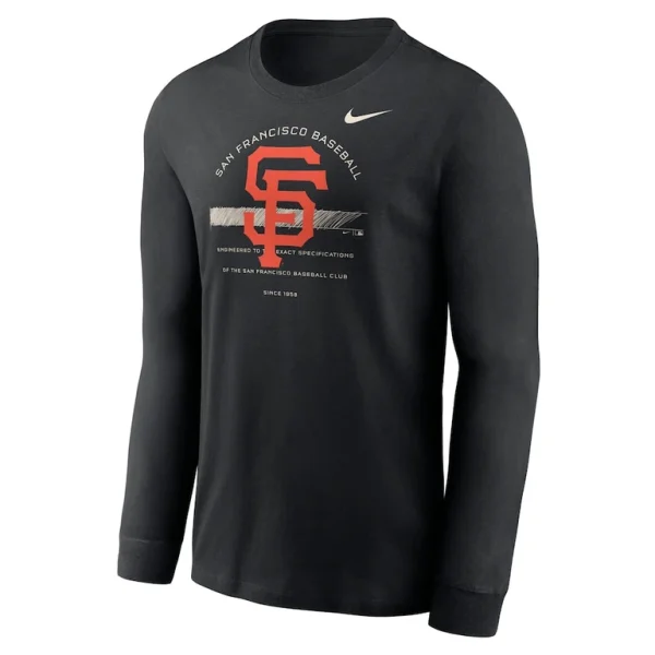 San francisco giants nike over arch performance long sleeve t shirt Black M