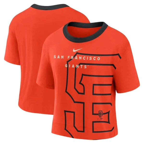 San francisco giants nike womens team first high hip boxy t shirt Orangeblack