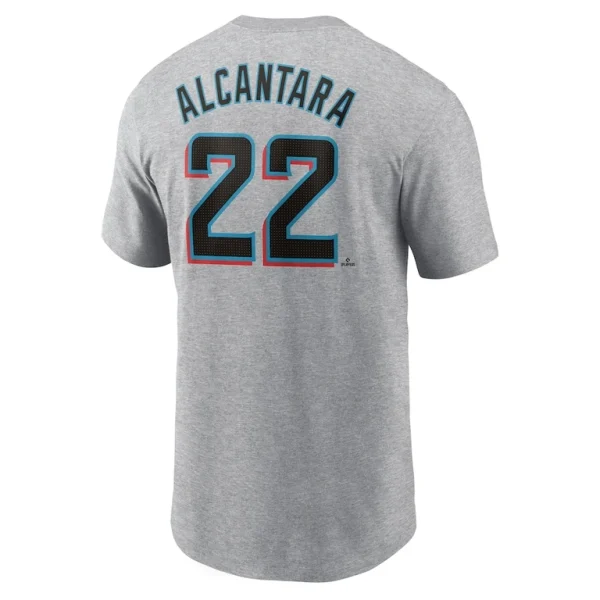 Sandy alcantara miami marlins nike fuse name number t shirt Heather gray L
