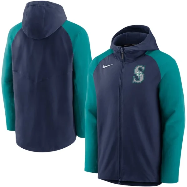 Seattle mariners nike authentic collection performance raglan full zip hoodie Navyaqua