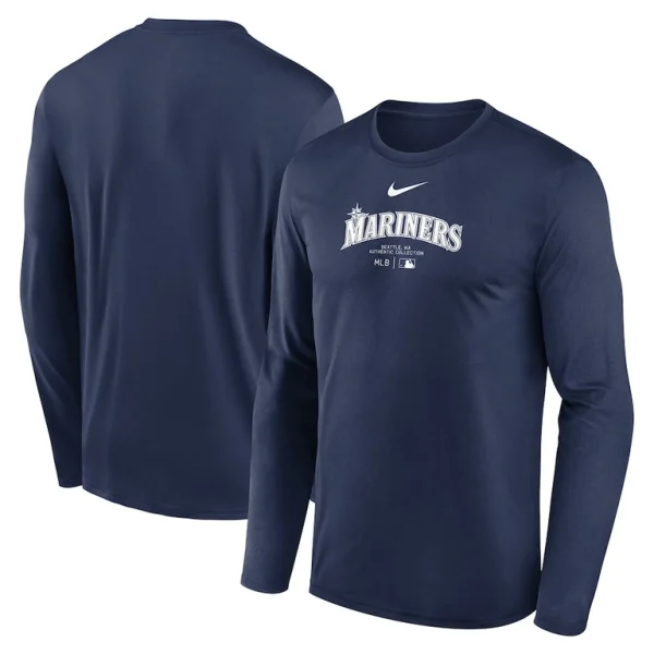 Seattle mariners nike authentic collection practice performance long sleeve t shirt Navy