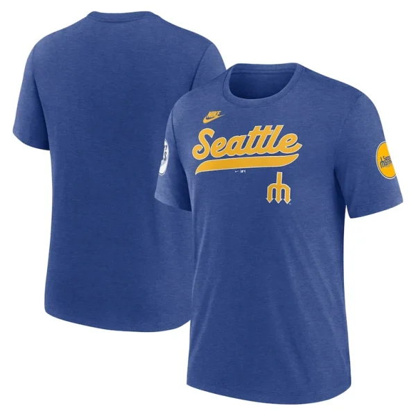 Seattle mariners nike cooperstown collection eras tri blend t shirt Heather royal