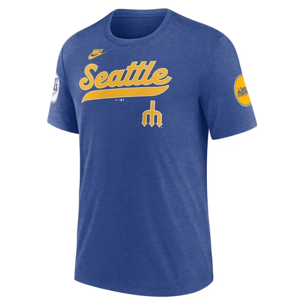 Seattle mariners nike cooperstown collection eras tri blend t shirt Heather royal M