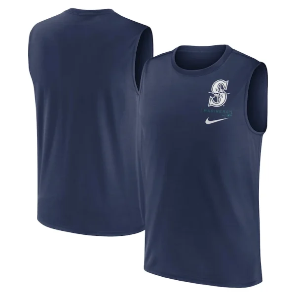 Seattle mariners nike large logo muscle tank top Navy