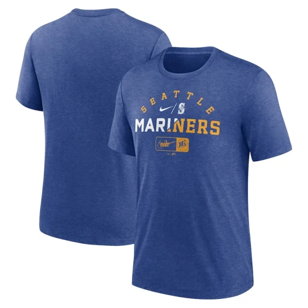 Seattle mariners nike rewind review slash tri blend t shirt Heather royal